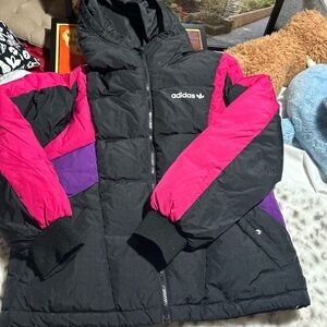 Adidas unisex  Black and Pink Puffer down Jacket